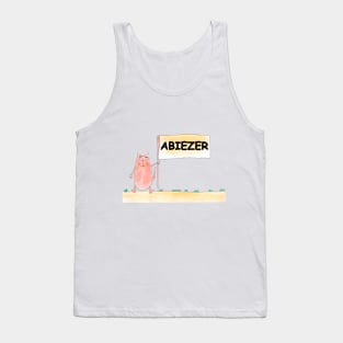 ABIEZER name. Personalized gift for birthday your friend. Cat character holding a banner Tank Top